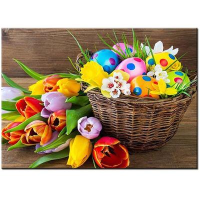 3D-Diamant-Stickerei, Osterei, Tulpe, Kreuzstich, vollständige Anzeige, Bohrer, Mosaik, 5D-DIY, runder Bohrer, Kunstharz, Strass, Wanddekoration