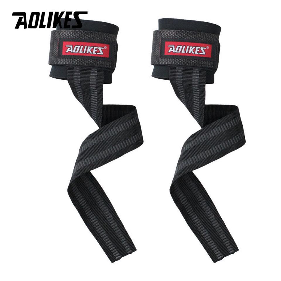 AOLIKES 2PCS/Lot Gym Sport Wristband Fitness Dumbbells Training Wrist Support Straps Wraps With Hand Power Bands Horizontal Bar чёрный