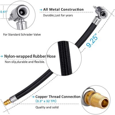 Car Motorcycle Tire Inflator Hose Inflatable Air Pump Extension Tube AdapterCan Be Deflated Air Chuck Lock Tyre Inflatable Tubes