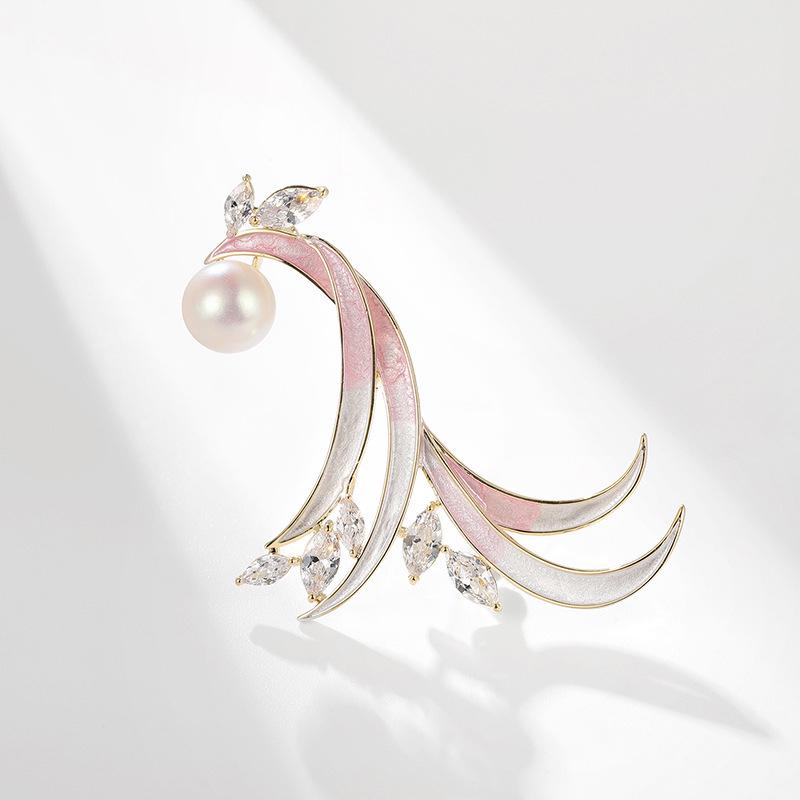 Bo Xin Yun Enamel Phoenix Brooch with Pearl  Agate: Elegant Cheongsam Accessory