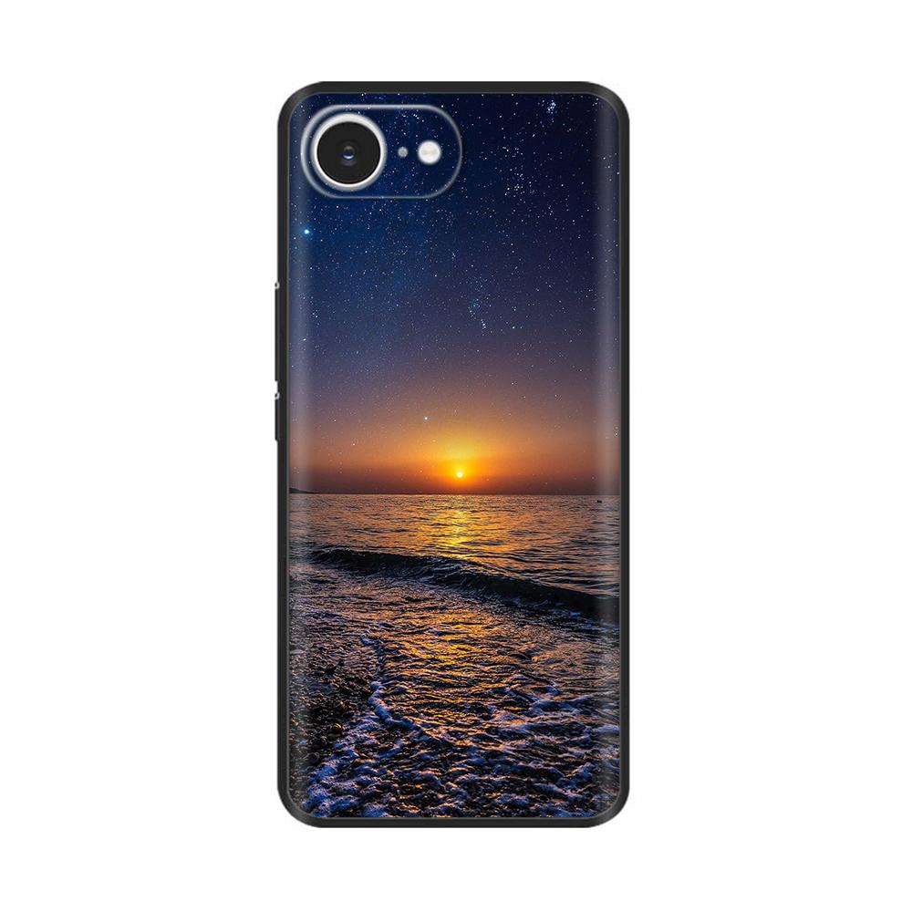 For iPhone 16E Case Fantasy Flower Black Phone Case For iPhone16E / iPhone SE 2025 Soft TPU Shockproof Back Cover Fundas Housing