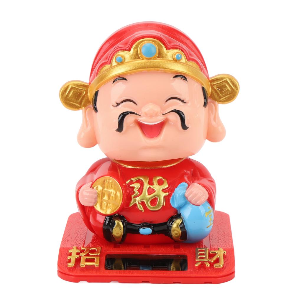 Cai Shen Statue Light Sensing Automatic Nodding Cai Shen Figurine for Office Car Dashboard Hotel