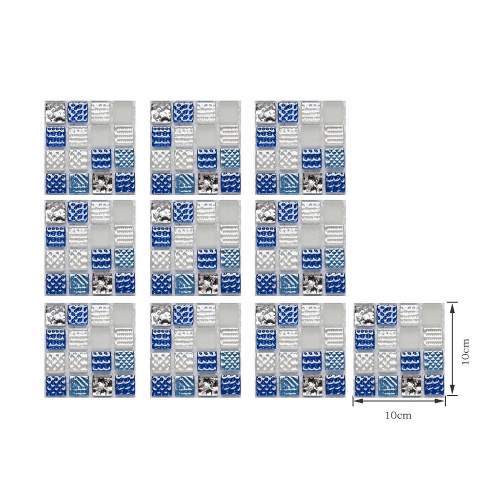 

10 Pcs 3D Crystal Tile Sticker PVC Self Adhesive DIY Waterproof Glass Tile Wall Sticker for Home Living Room Kitchen чёрный
