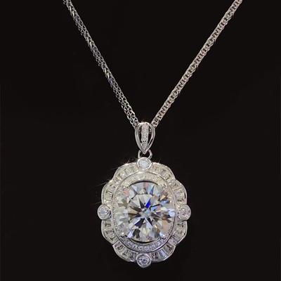 D Color 5 Carat Big Moissanite Pendant Necklace For Women Gift S925 Sterling Silver Chain Plate 18K White Gold Fine Jewelry