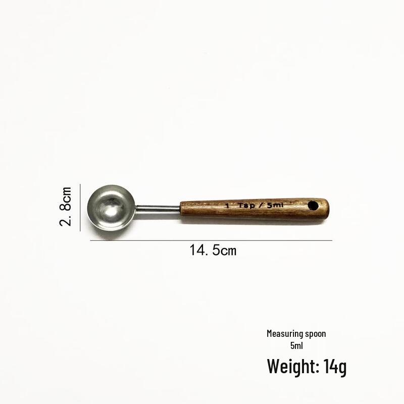 MDNG Oak Handle Stainless Steel Measuring Spoon Set