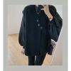 Design Oblique Button V-neck Knitted Vest Cardigan Women's Korean Version Loose Lazy Sleeveless Sweater Vest Outer Wear Vest Woman