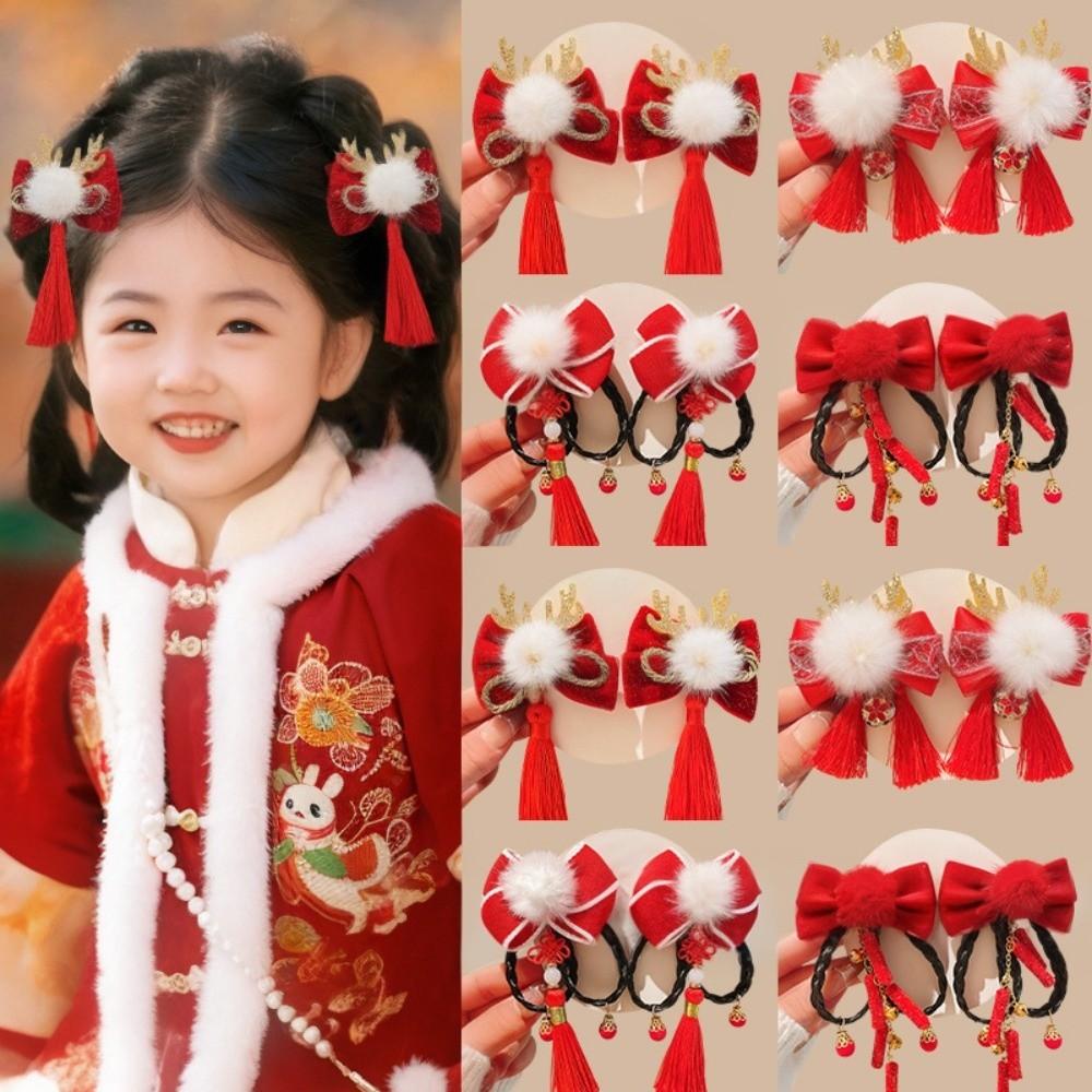 New Red Antique Chinese Style Hair Clip Tassel Traditional Retro Hanfu Accessories Children's Hair Clip Holiday Gift