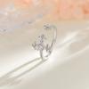 925 Sterling Silver Jewelry Crystal Iris Flower Finger Rings for Women Wedding Party Jewelry for Girls Friend Gift