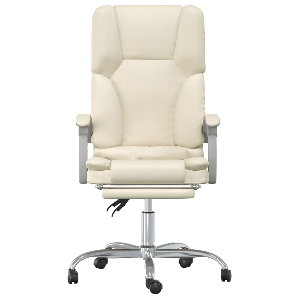 Office Chair with Massage Function Cream Faux Leather