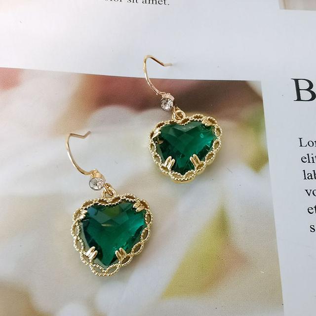 Premium Heart Rhinestone Multicolor Dangle Earring Long Zircon Heart Earrings for Wome N  Earings Fashion Jewelry