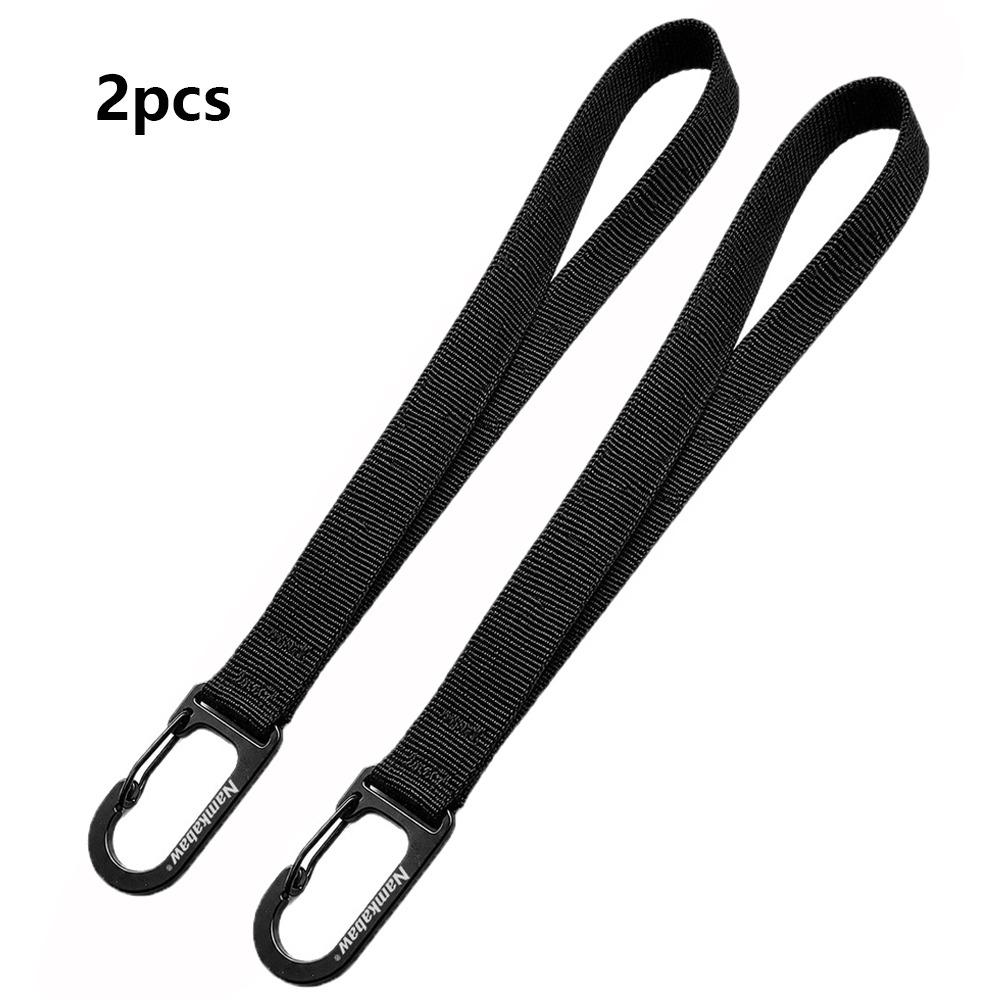 2pcs Multifunctional Webbing Spring Snap Hook Black Hanging DIY Backpack Keychain for Electric Bike