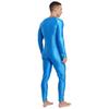 Men‘s Compression Swimwear & Gym Romper S-3XL: Shiny Long Sleeve Jumpsuit with Front Zipper, Flatlock Seams for Comfort