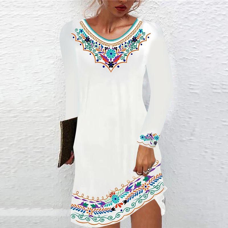 Europe America Station Mid-waist Printed Urban Casual Short-sleeved Dress