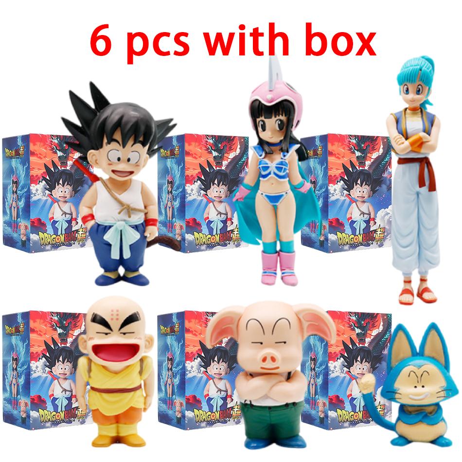 Toys Model 1-6pcs Dragon Ball Z Figures with Box Goku Chi-Chi Bulma Krillin PVC Anime ornament Collectible for Anime Fans Gift