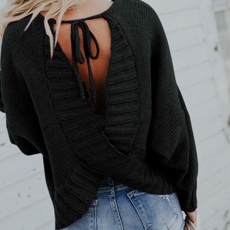 Premium Quality Fashion Back Cross Strap Sweater With Timeless Round Neck Design