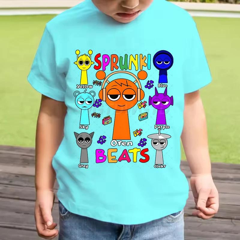 Horká hra Sprunki Beats Tričko Dětská Móda Ležérní Kreslený Incredibox Trička Kluci Kulatý Výstřih Krátký Rukáv Holky Letní Oblečení