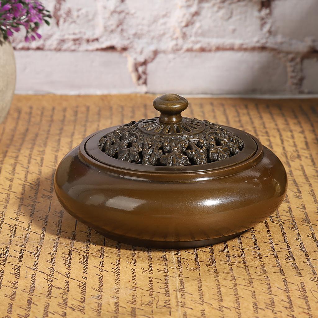 Household Copper Incense Burner Indoor Incense Burner Holders Craft Decoration (3.5 Inches)