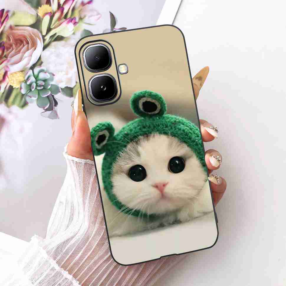 For Infinix Smart 20 4G X6840 X6840B Case Cartoon Cat Dinosaur TPU Black Cover For  Infinix Smart20 smart 20 4G Phone Casing