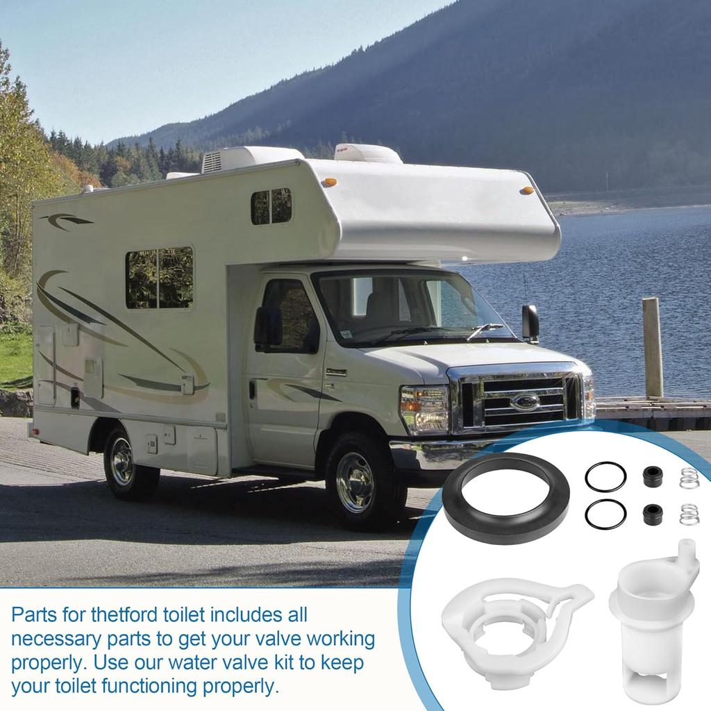 42049 Water Valve Style II Kit For Thetford Aqua Magic Style II Toilets, RV Toilet Water Valve Kit Replacement Style II Permanent Toilets, Rv Toilet