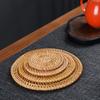 Handwoven Coir Tea Coaster Heat-Resistant Natural Bristle Mat for Teapot Cups Rustic Palm Fiber Pad for Tea Ceremony Absorbent Eco-Friendly