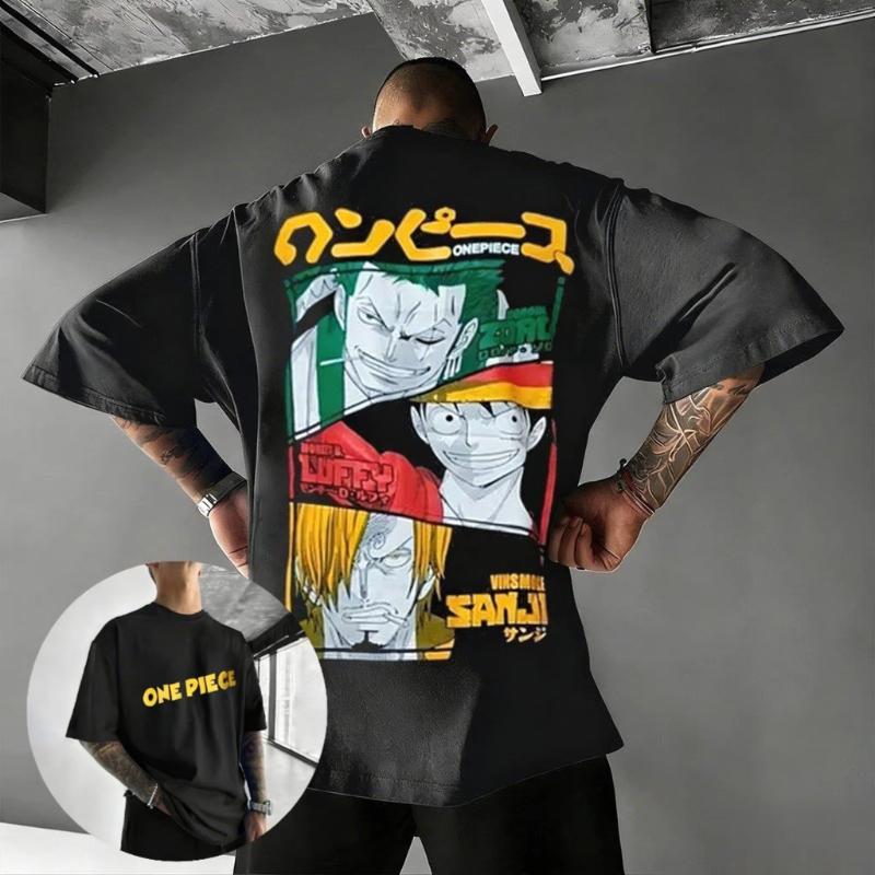 Unisex One Piece Anime T Shirt Men Women Luffy Zoro Sanji Graphic Tee 2026 Summer Cotton Short Sleeve Tee Streetwear Casual Tops