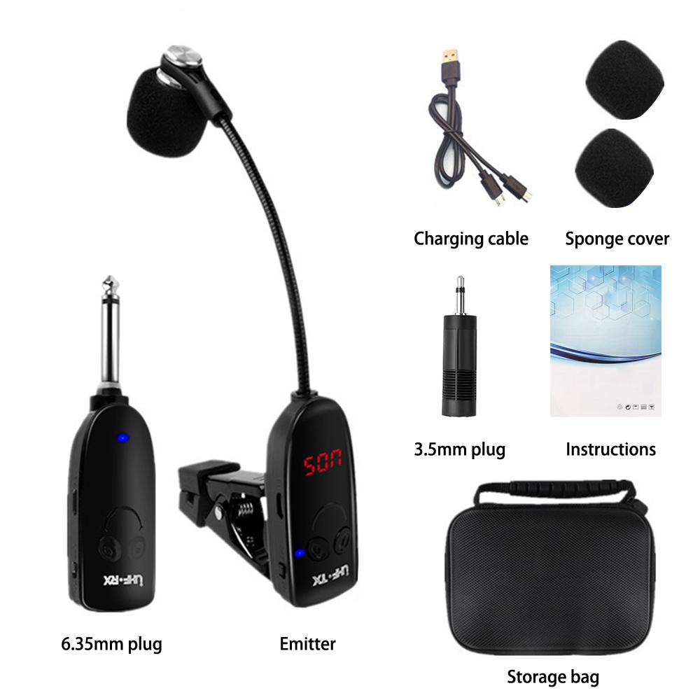 

Саксофон труба тромбон специальный беспроводной микрофон звукосниматель музыкального инструмента усилитель выступление уличное выступление микрофон чёрный