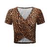 2020 Summer V-neck Slim Fit Leopard & Snake Print Crop Top T-shirt for Women