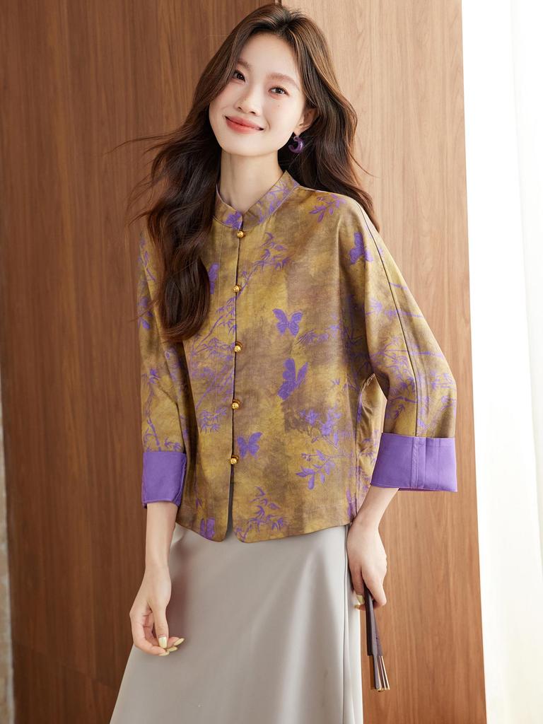 Autumn 2025 Women's Chinese Style Tang Suit Song Brocade Jacket with Frog Buttons