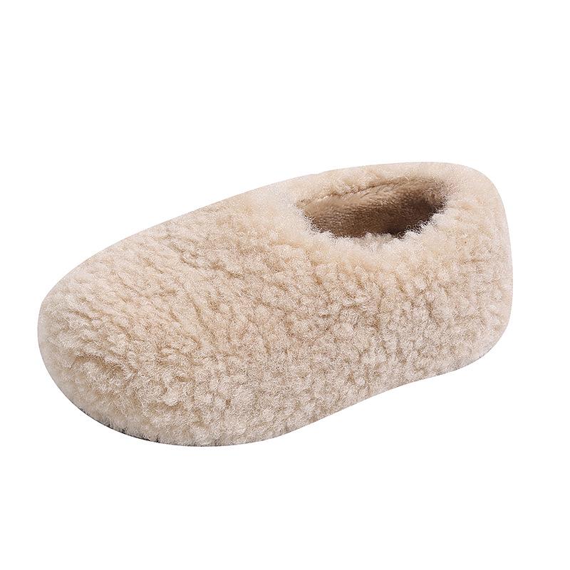 2025 Jesień/Zima Dziewczęcy Retro Bawełniany Futerzany Czepiec Wsuwane Buty: Urocze Ciepłe Welurowe Kapcie z Dużą Głową