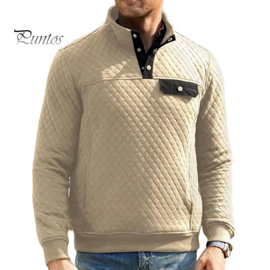 

Мужская повседневная толстовка с воротником-стойкой и ромбовидной текстурой, длинные рукава, однотонный свободный пуловер, спортивный топ, толстовка для школы, осень-весна M абрикосовый