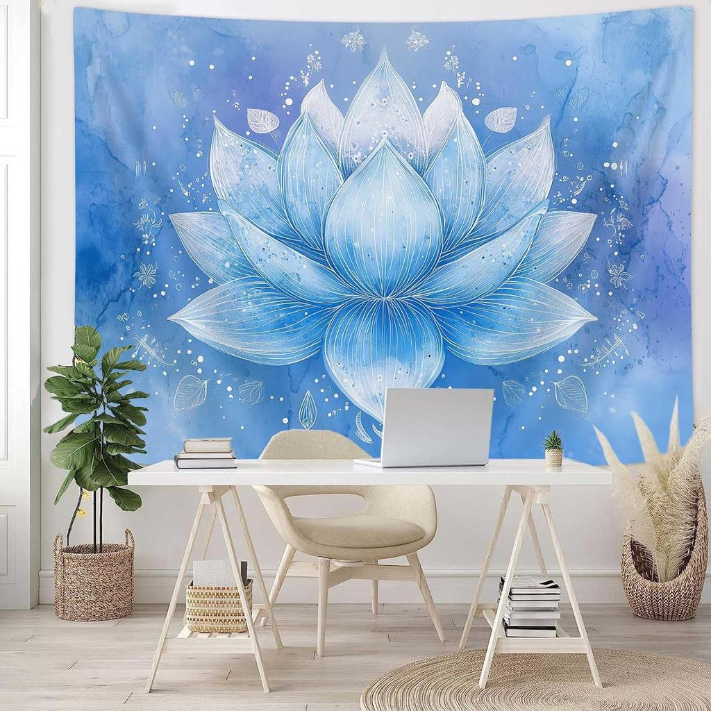 Meditation Yoga Floral Tapestry Lotus Flower Meditation Plant Petal Print Wall Hanging Blanket for Bedroom Hippie Lotus