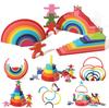 Children's Wooden 4-in-1 Rainbow Arch Bridge Stacking Blocks Early Education Toy