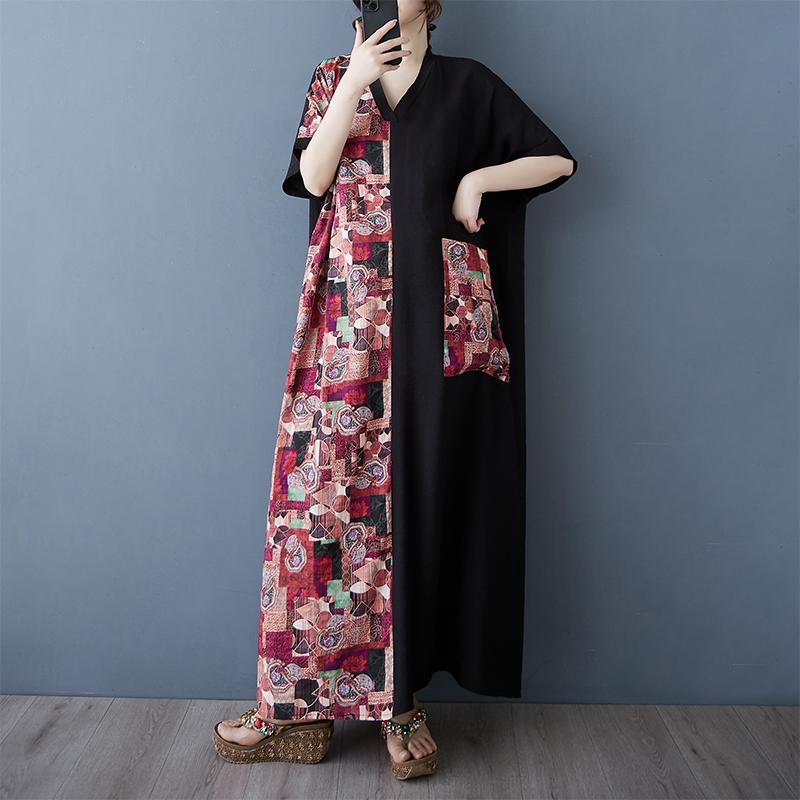 Dimanaf New Women 2025 Plus Size Summer Long Casual Dress Loose Linen Vintage Basic Maxi Dress 9844