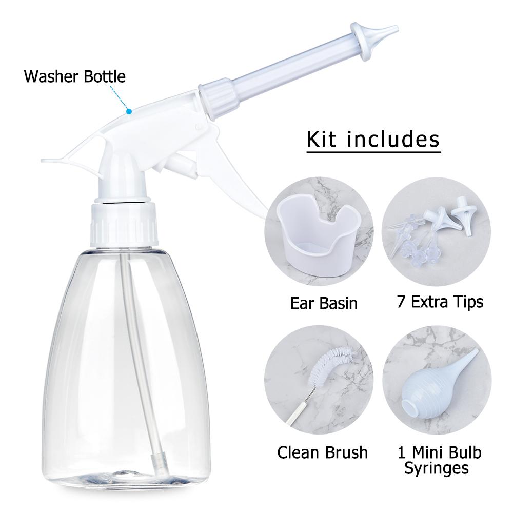 Ear Irrigation Cleaning Kit Ear Wax Removal Kit 300ML Ear Washing Syringe Squeeze Bulb Earwax Remover for Adults Kids Ear Care