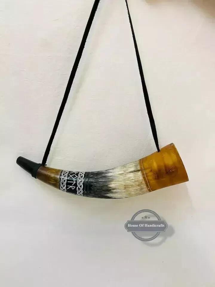 

War Horn - 16 Ox-Horn Battle Trumpet - Premium Hand Engraved коричневий