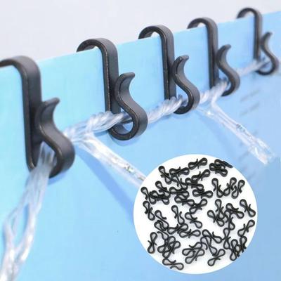 50pcs Multifunctional S-shaped Light String Hook Black/White Firm Gutter Hooks Plastic Clip Elastic Tightening Hooks Festival