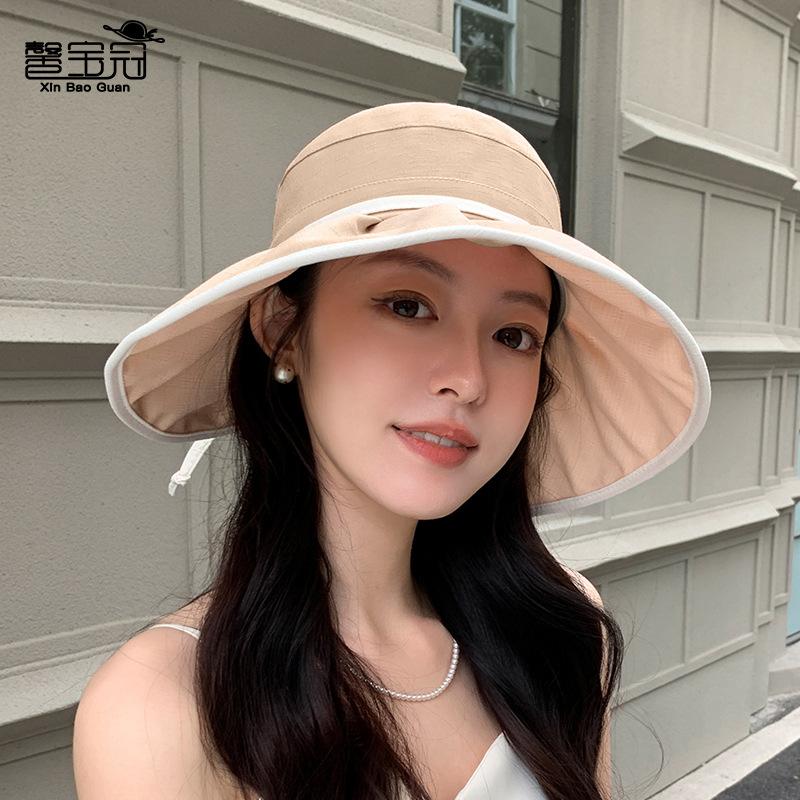 Hat Women's Summer Outdoor Sun Hat Cycling Big Eaves Sun Protection Basin Hat Fashionable Versatile Face Small Bucket Hat
