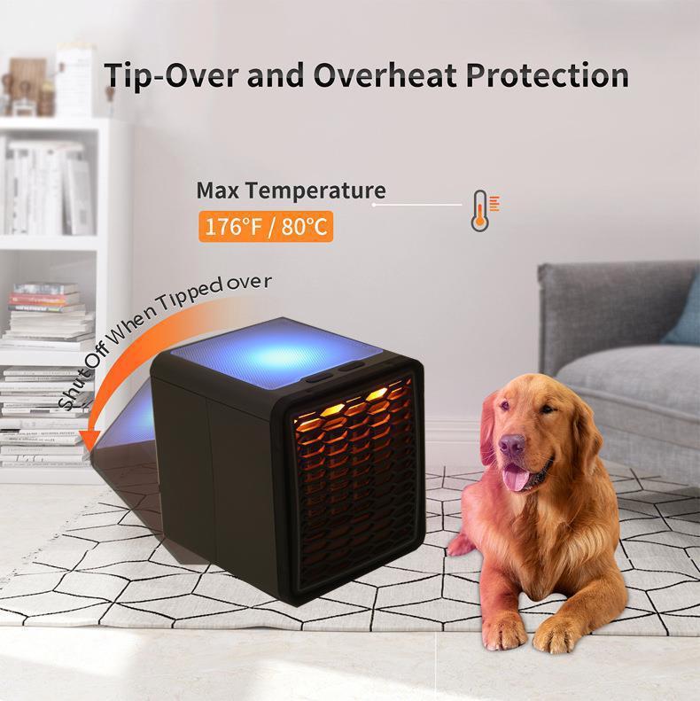 Compact HandyHeater: Mini Desktop Fan Heater with Low Noise for Home or Office