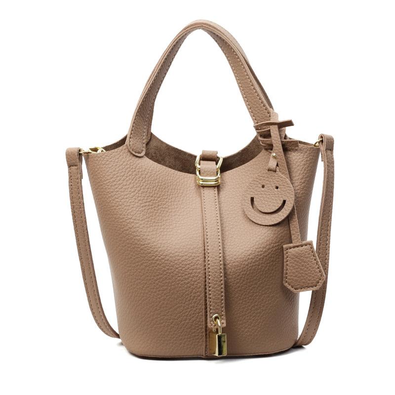 2025 Spring and Summer Hot Sale, High-end Portable Bucket Bag, Women's Casual Versatile Lychee Pattern Texture Messenger Child and Mother Bag