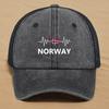 NORWAY Flags Print Snapback Mesh Cap Caps For Man Washed Retro Distressed Adjustable Baseball Hat Ideal Choice For Casual Wear