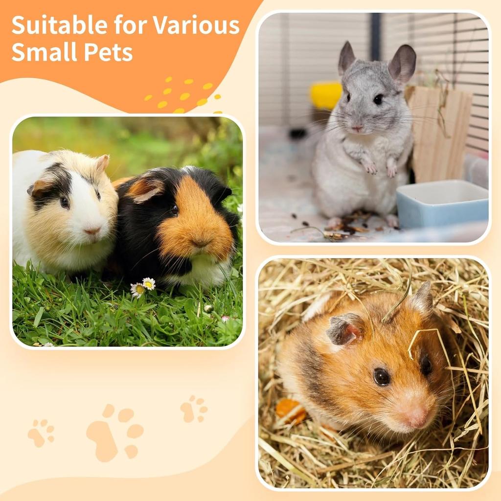 Large Wooden Guinea Pig Hideout, 2-Tier House with Non-Slip Stairs & Cushioned Pads