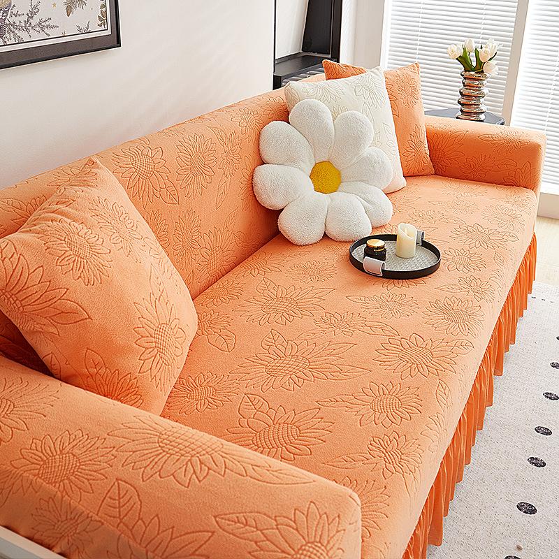 

Жаккардовый чехол на диван с юбкой, стрейч - Эластичная посадка для всех размеров (1-местный до 4-местного) - Машинная стирка Домашний декор 90-140cm