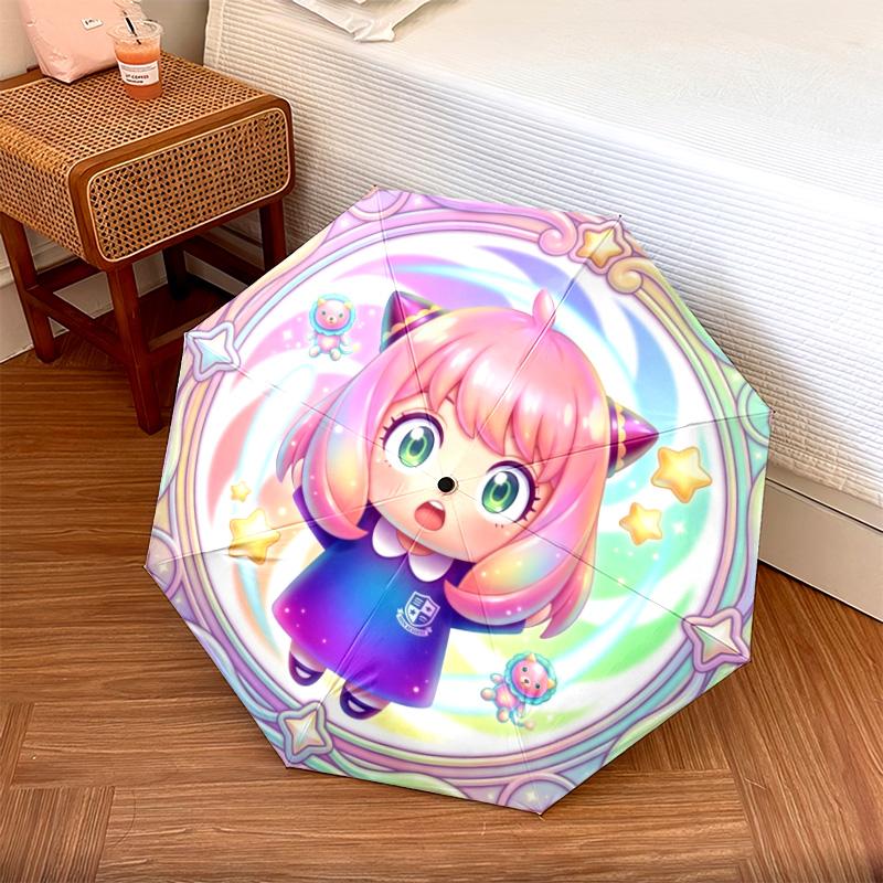 

1PC Automatic Folding Umbrella Anya Forger Pattern 8 Ribs Portable Foldable Travel Umbrella Christmas Birthday Gift