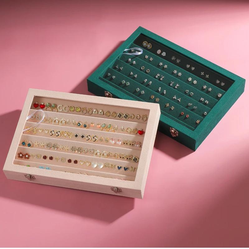 Jewelry Box Organizer Women Ring Necklace Jewelry Boxes Luxury Storage Bracelet Earrings Transparent Tray Aesthetic Ornaments Display Accessories