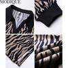 MODIQUE Frühling Sommer Übergröße Neue Damen Lose Vintage Zebrastreifen Bluse Shirts Weibliche Chiffon Casual Übergröße Langarm V-Ausschnitt Top