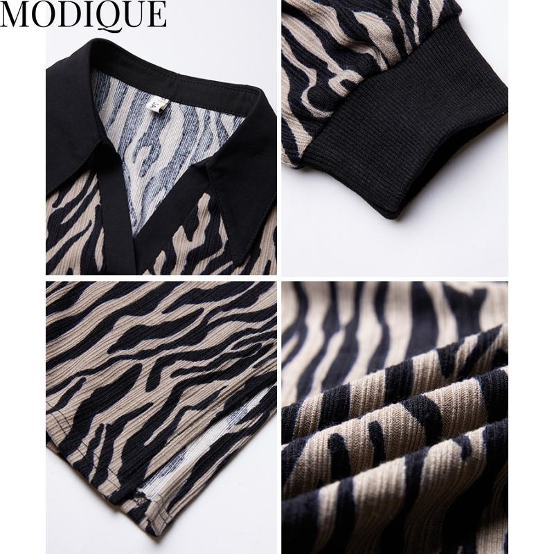 MODIQUE Frühling Sommer Übergröße Neue Damen Lose Vintage Zebrastreifen Bluse Shirts Weibliche Chiffon Casual Übergröße Langarm V-Ausschnitt Top