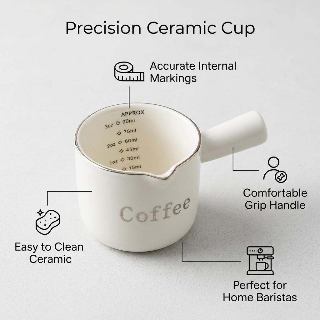 Ceramic Coffee Milk Jug With Measurement Scale Espresso Extraction Cup For Latte