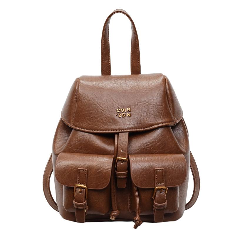 High End Niche Leather Mini Backpack for Women s Autumn and Winter New Fashion, Lightweight Commuting Travel Backpack коричневый
