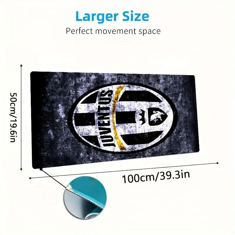 Tappetino Mouse Juventus FC, Tappetino da Scrivania XXL per Gaming, Mousepad Antiscivolo XXL per Laptop e Tablet, Tappetino da Gioco per Mini PC con Bordi Cuciti
