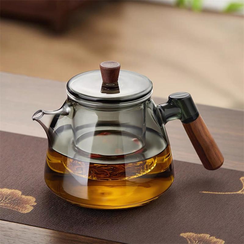 800ML Wooden Handle Heat-resistant Glass Teapot With Infuser Filter Cookig Loose Leaf Tea Maker Puer Oolong Tea Pot Tea Set